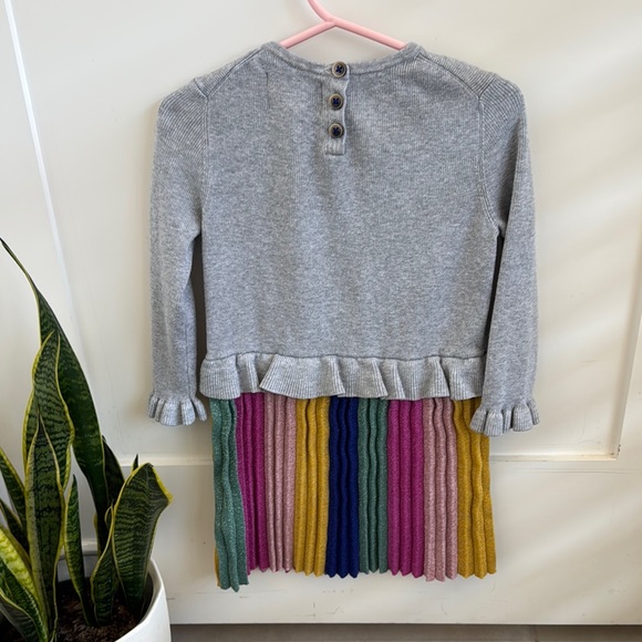 3-4y Mini Boden Gray and Multicolor Kids Sweater Dress pleated metallic skirt - Picture 5 of 5